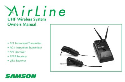 Samson AirLine UHF Wireless System User Manual - cover page