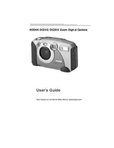 Kodak DC240/DC280 Zoom Digital Camera User Guide - cover page