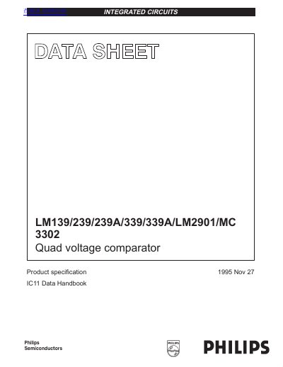 Philips LM139/239/239A/339/339A/LM2901/MC3302 Quad Voltage Comparator Product Specification