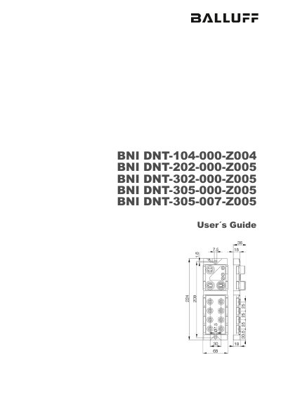 Balluff BNI DNT-104-000-Z004 Network Interface DeviceNet Fieldbus Distributor User Guide - cover page
