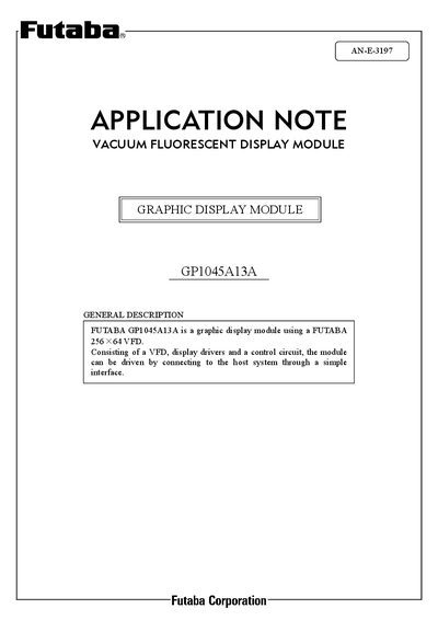 Futaba GP1045A13A Graphic Display Module Application Note - cover page