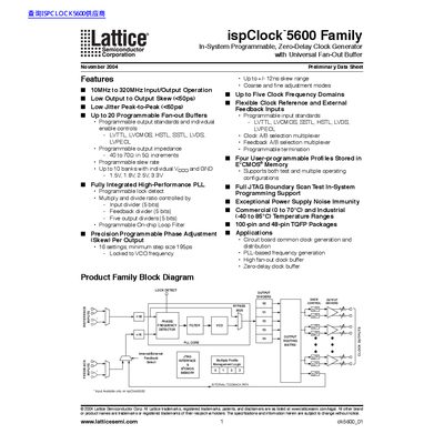 Lattice ispClock5600 Family Data Sheet - cover page