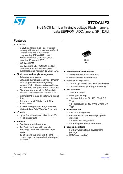 ST7DALIF2 8-bit MCU Family Datasheet