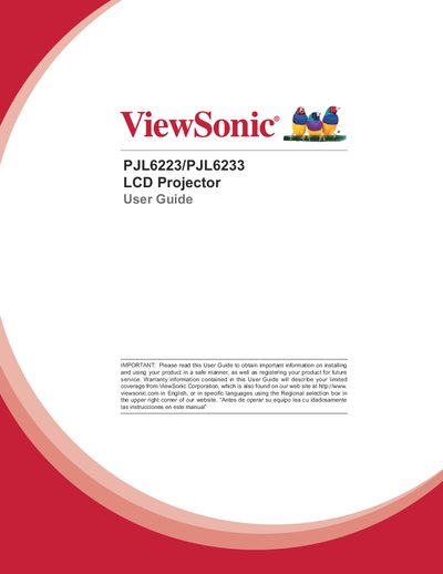 ViewSonic PJL6223/PJL6233 LCD Projector User Guide - cover page