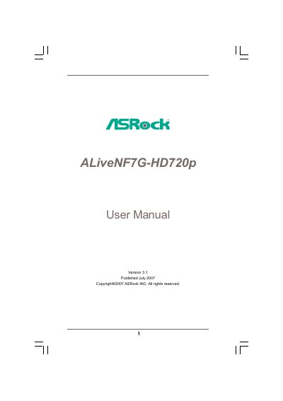 ASRock ALiveNF7G-HD720p User Manual - cover page
