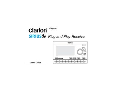 Clarion Calypso Sirius Plug and Play Receiver User's Guide - cover page