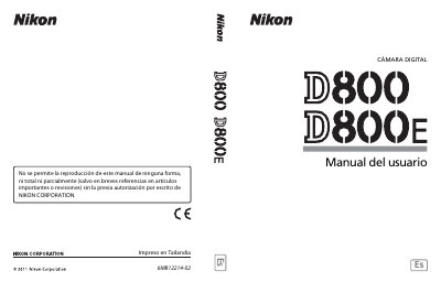 Nikon D800/D800E Digital SLR Camera User Manual - cover page