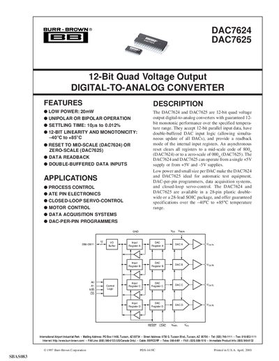 Texas Instruments DAC7624/DAC7625 Datasheet - cover page