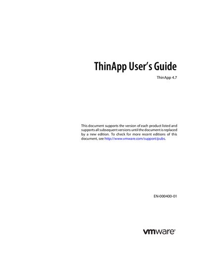 VMware ThinApp 4.7 User's Guide - cover page