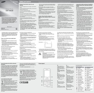 Samsung GT-C3322 Mobile Phone User Manual