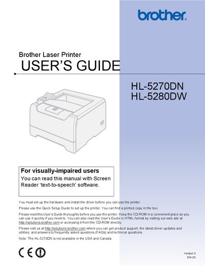 Brother HL-5270DN / HL-5280DW User Manual - cover page