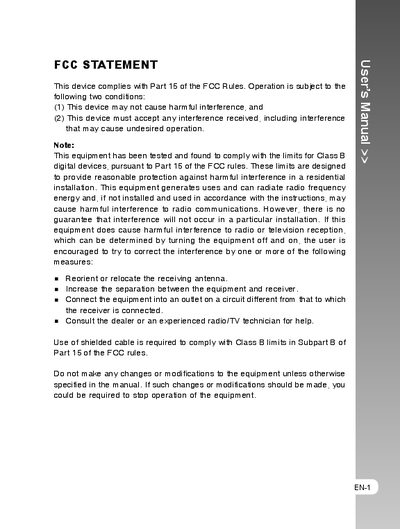 Digital Still Camera User Manual - cover page