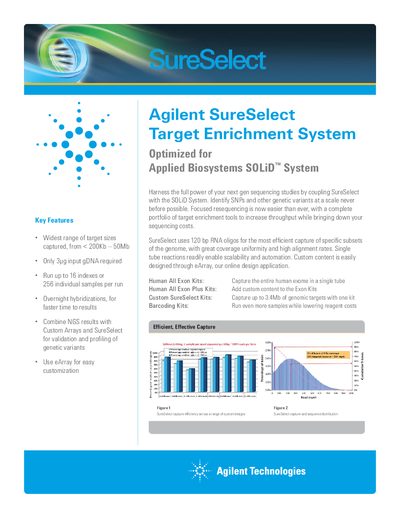 Agilent SureSelect Target Enrichment System Optimized for Applied Biosystems SOLiD System Product Leaflet - cover page