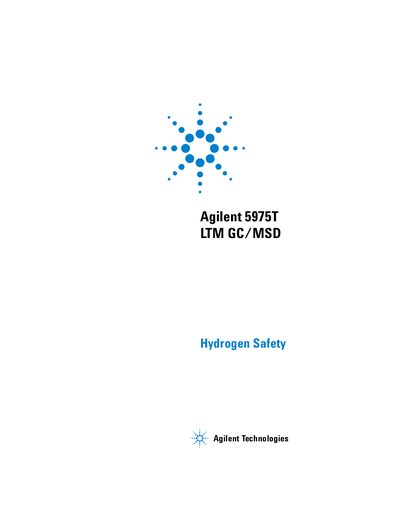 Agilent 5975T LTM GC/MSD Hydrogen Safety - cover page