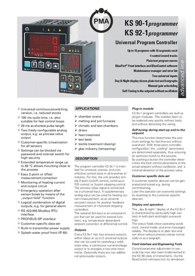 PMA KS 90-1 & KS 92-1 Technology Data - cover page