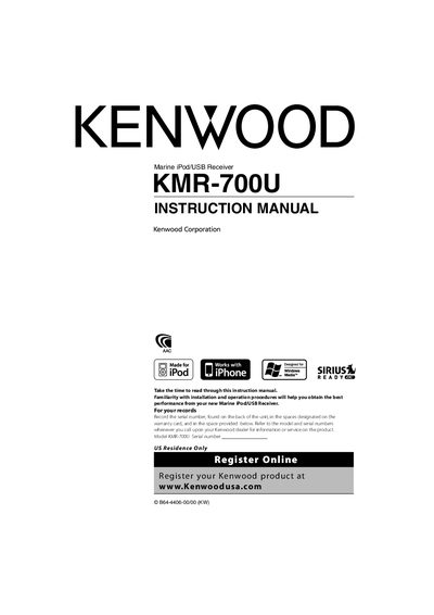 KENWOOD KNR-700U Manual - cover page
