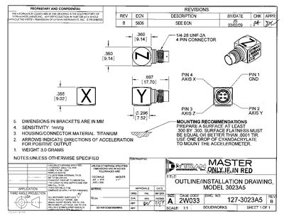 Dytran 3023A5 Accelerometer Data Sheet - cover page