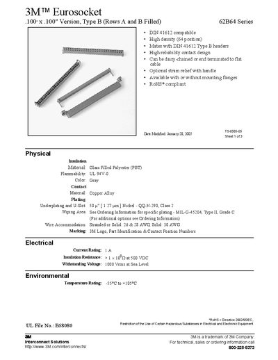 3M 62B64 Series Eurosocket Datasheet - cover page