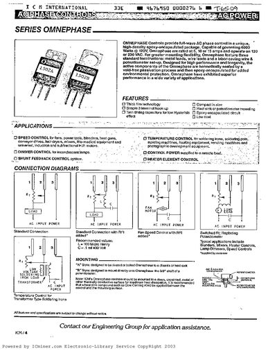 ICM International Omnephase AC Phase Control Product Leaflet - cover page