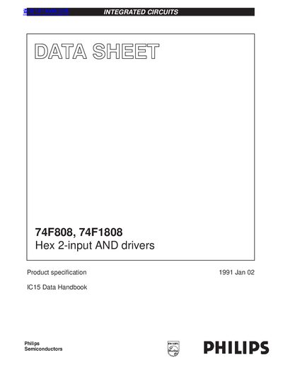 Philips 74F808/74F1808 Hex 2-input AND Drivers Datasheet - cover page