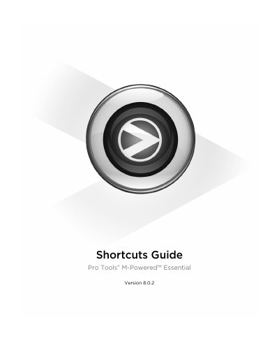 Pro Tools M-Powered Essential Version 8.0.2 Shortcuts Guide - cover page