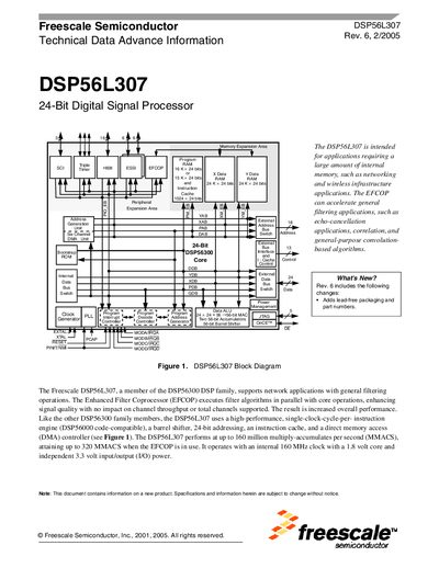 Freescale DSP56L307 Datasheet - cover page