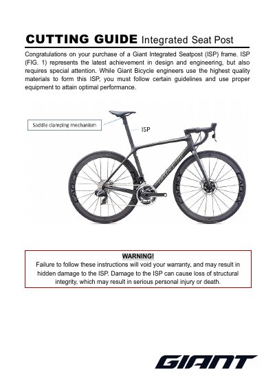 Giant Integrated Seatpost (ISP) Cutting and Installation Guide - cover page