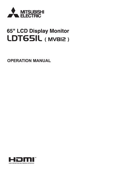 MITSUBISHI LDT65IL(MV812) 65'' LCD Display Monitor Manual - cover page