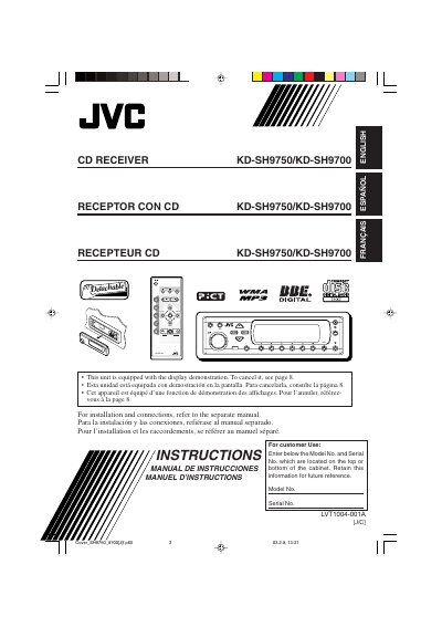 JVC KD-SH9750/KD-SH9700 CD Receiver Instructions Manual - cover page