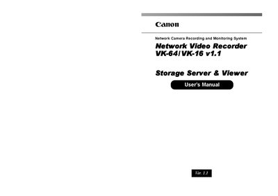 Canon VK-64 / VK-16 Network Video Recorder User Manual - cover page