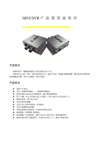Mini ST-02 DVR User Manual