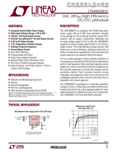 Linear Technology LTM4600HV Handbook - cover page