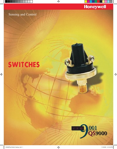 Honeywell Switches Sensing and Control Selection Guide - cover page