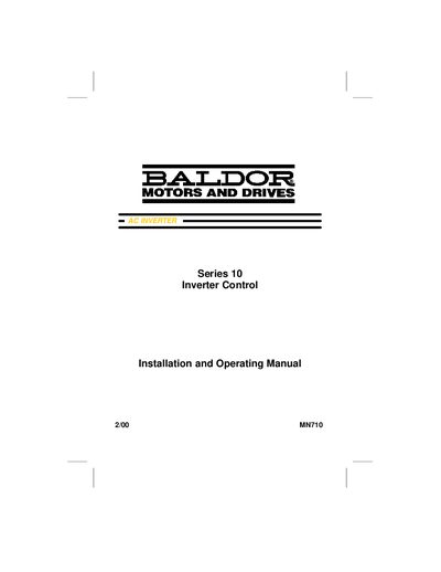 Baldor MN710 Series 10 Inverter Control Installation and Operating Manual