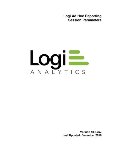 Logi Ad Hoc Reporting Session Parameters User Manual - cover page