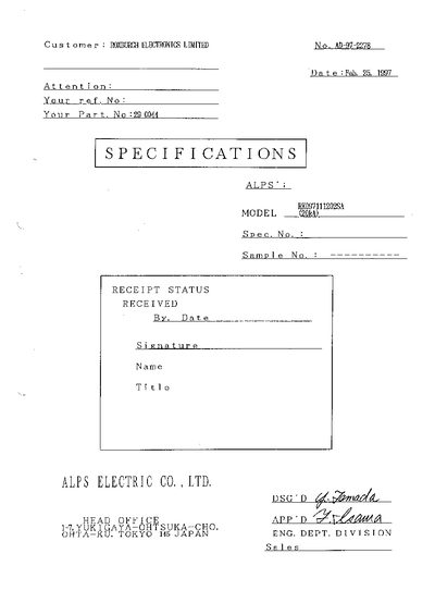 ALPS RK097111202SA Datasheet - cover page
