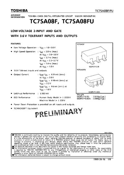 TOSHIBA TC7SA08F/TC7SA08FU Manual - cover page