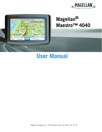 Magellan Maestro 4040 User Manual - cover page