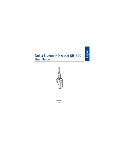 Nokia BH-800 Bluetooth Headset User Guide - cover page