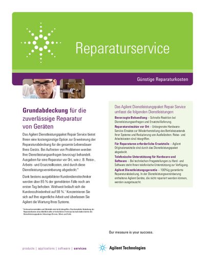 Agilent Repair Service Plan Manual - cover page