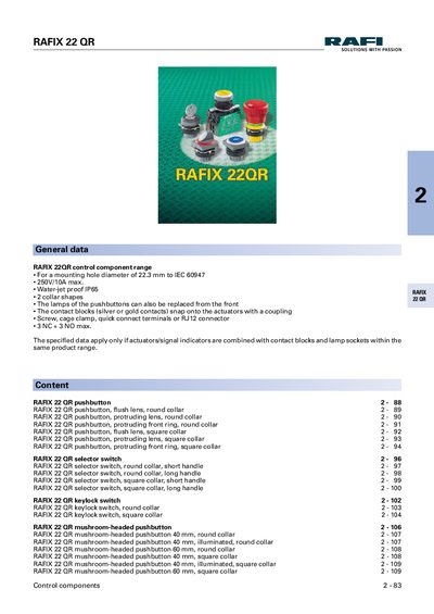 RAFI RAFIX 22 Product Handbook - cover page