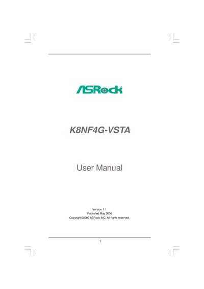ASRock K8NF4G-VSTA Motherboard User Manual - cover page