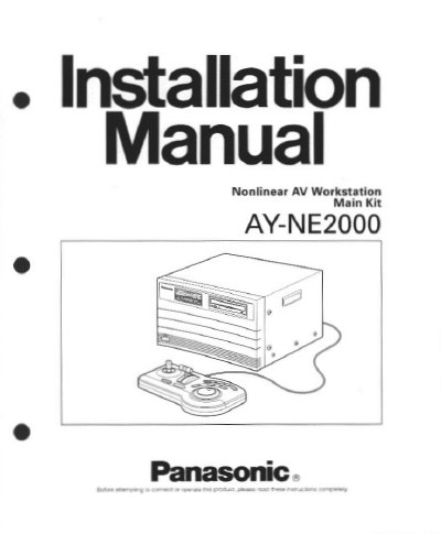 Panasonic AY-NE2000 Nonlinear AV Workstation Installation Manual - cover page