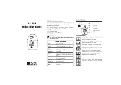 Hanna Instruments HI 726Nickel High Range Instruction Manual - cover page