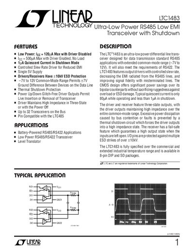 Linear Technology LTC1483 Datasheet - cover page