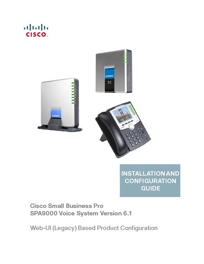 Cisco SPA9000 Voice System Installation Guide - cover page