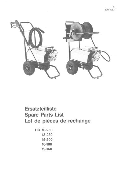 Kranzle AY Series Axial Plunger Pump Spare Parts List - cover page