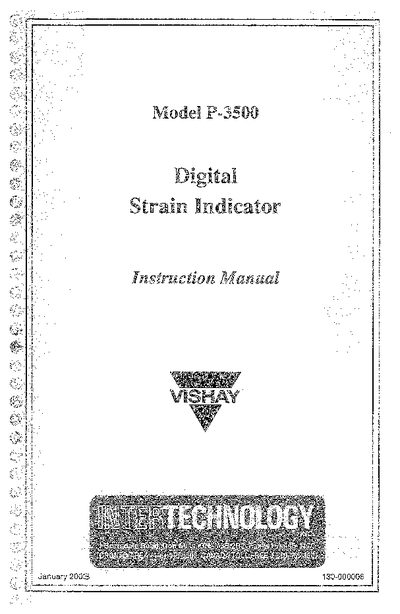 Vishay P-3500 Strain Indicator User Manual