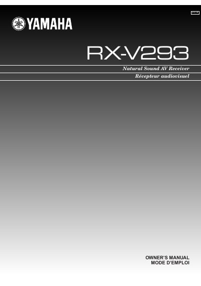 Yamaha RX-V293 Natural Sound AV Receiver Owner's Manual - cover page
