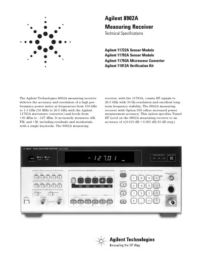 Agilent 8902A Measuring Receiver Technical Manual - cover page